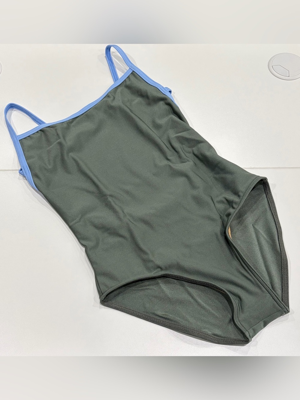 Yumiko Women's Small Tamara Techni Leotard Green Blue Trim NWT Front Lined